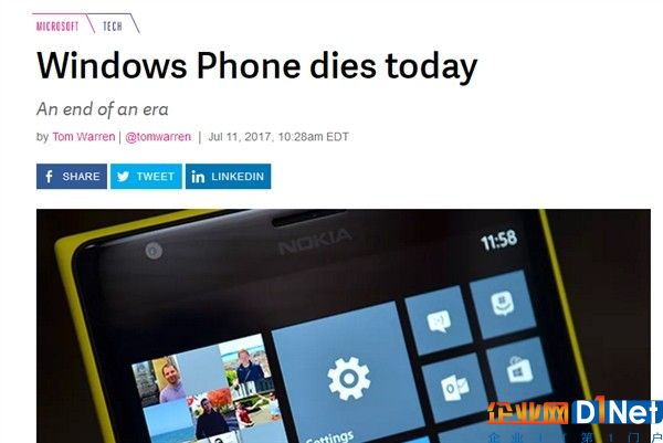 Windows Phone今天正式死亡！数百万用户被抛弃