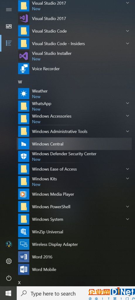 Windows 10新版17004推送：RS4分支、开始菜单UI调整