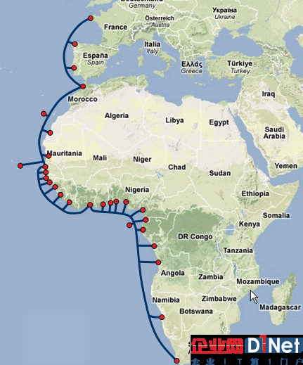 ace海底光缆系统是连接非洲,欧洲18个国家的国际海缆系统,全长达到图片