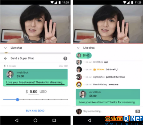 YouTube为视频直播作者开辟财路：网民付费弹幕