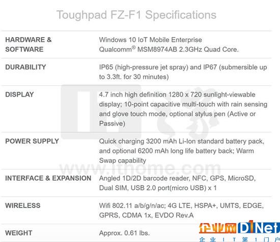 松下Win10 Mobile物联网手机FZ-F1印度上市：身形硬朗