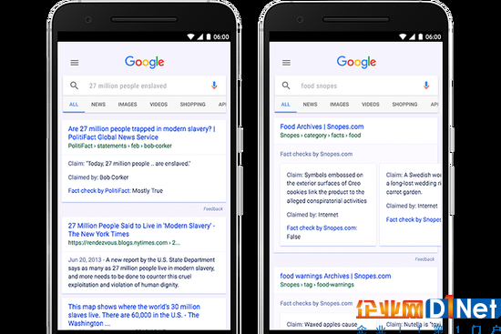 Google也给一部分搜索结果添加了事实核查功能