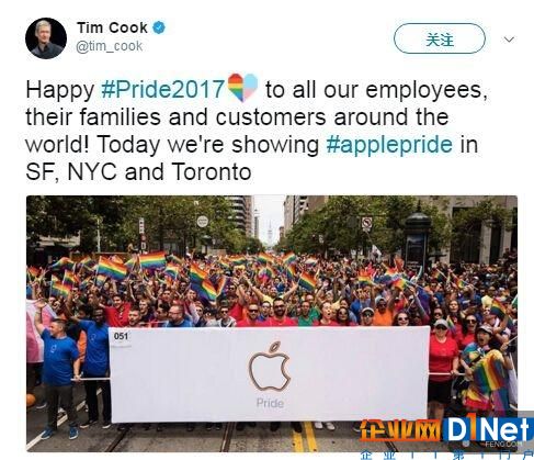 支持LGBTQ 苹果员工在北美参加骄傲游行