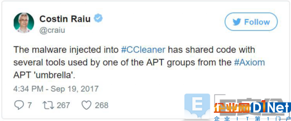 CCleaner黑客行为专门针对大型技术企业-E安全