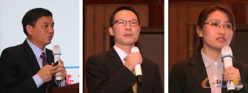 图11 从左至右：斯欧信息技术股份有限公司CEO于万钦    上海思普信息技术有限公司总经理应思红    上海联宏创能信息科技有限公司技术副总监冒小萍
