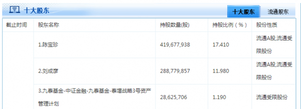 网宿科技目前前3大股东